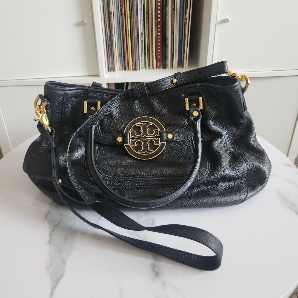 Black Leather Tory Burch Purse with Straps